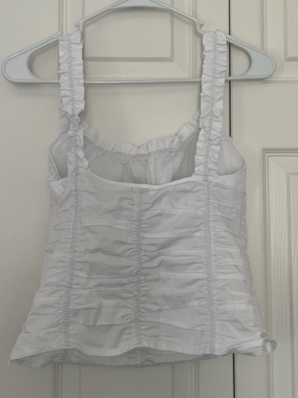 NEW $195 STAUD Nic White Ruched Square-Neck Ruched Tank Top Small - Picture 5 of 6